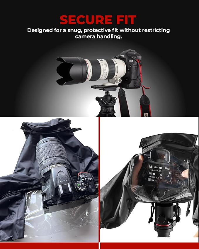 REFLEX CAMERA Universal Protective Waterproof DSLR/SLR Rain Cover with Drawstring Sleeves & Clear Viewing Window for Sony, Canon, Nikon, Panasonic, Lightweight Nylon Protection for All-Weather Outdoor - Image 2
