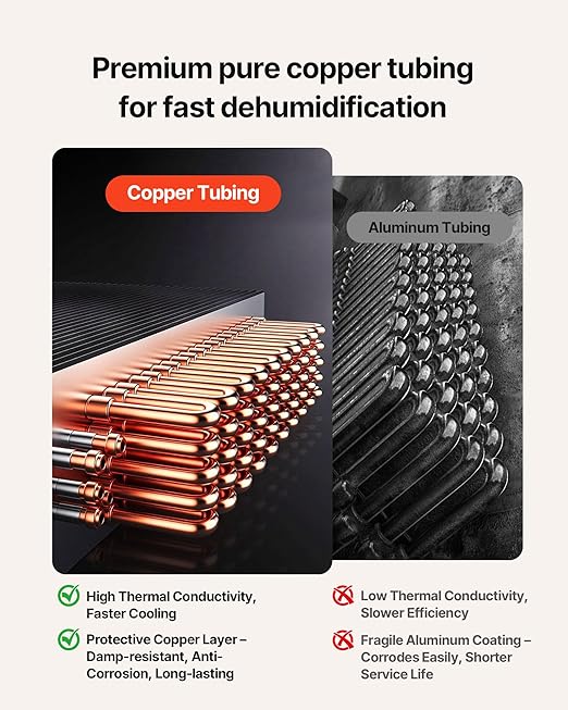 VEVOR 125 Pints Commercial Dehumidifier with Drain Hose, Portable Crawl Space Dehumidifiers for Basement Storage Room Industrial Grade, Auto Defrost/Drainage, Heavy-duty Galvanized Steel, LED Indicate - Image 3