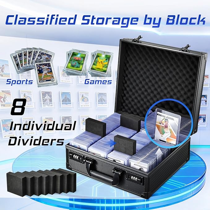 Card Storage Box for 3" x 4" 35pt Toploaders, Sports Cards Case with Lock, Trading Card Storage Box Holds 600+ Top Loaders or 150 Magnetic Holders, Card Collection Box for Collectors - Image 4