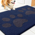 Smiry Dog Door Mat for Muddy Paws, Absorbs Moisture and Dirt, Low-Profile Entryway Mat with Non-Slip Backing, Entry Indoor Outdoor Doormat for Inside Floor (30x20 Inches, Navy Blue, Paw) by Smiry