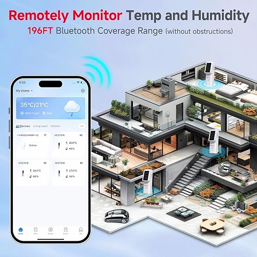 BaldrTherm WiFi Hygrometer Thermometer 6 Pack, Smart Temperature Humidity with App Notification Alert, Date Storage, Remote Monitor for Bedroom, Wine Cellar, Basements(Only Support 2.4G Wi-Fi) - Image 4