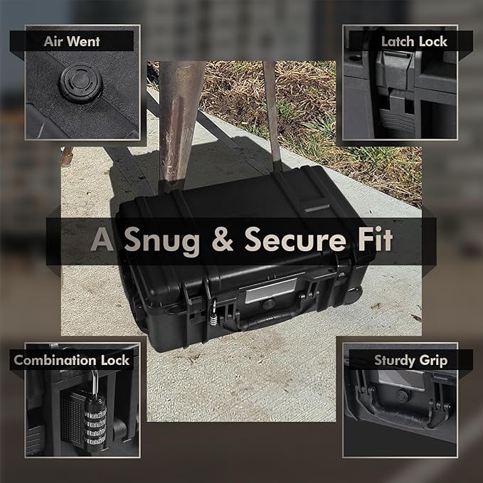 Camera Hard Case Dry Box With Foam & Stretchable Handle With Wheels | Gun Safe for Handgun, Equipment, Pistol | Large Waterproof Case - Image 6