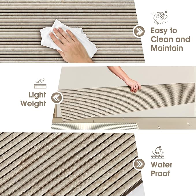 PS Wall Panels for Interior Wall Decor, 20-Pack 78.74×11.81 in., Covers 129.16 sq.ft, Lightweight Wall Panels, Glue-On Wall Covering Panels-White Oak - Image 5