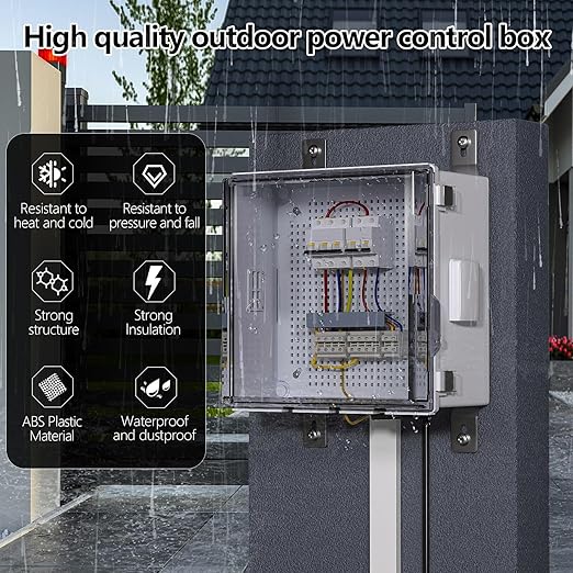 ABS Electrical Junction Box, Ventilated Design, Cable Grommets, IP65 Waterproof Enclosure, Indoor/Outdoor Use with Mounting Panel. (Clear Cover, 11.9"x11.9"x7") - Image 2
