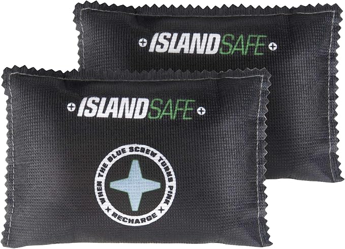 Rechargeable Safe Dehumidifier Bag 200g, Microwave Fast Reactivated Desiccant, Moisture Absorbing Packet for Safes, Cabinets, Home Closets, Car, Black (2, 5x3.5inch) by ISLANDSAFE