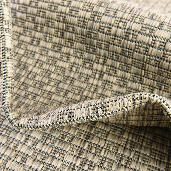 Unique Loom Collection Casual Transitional Solid Heathered Indoor/Outdoor Flatweave Area Rug (10' x 13' Rectangle, Light Gray/Ivory) - Image 6