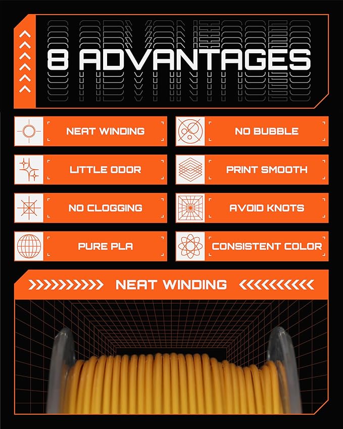 R3D PLA Filament 1.75mm, 0-370 mm/s High Speed PLA Printing, Dimensional Accuracy +/- 0.02mm, 1KG (2.2lbs) Clear Plastic Spool 3D Printer Filament (Silk Gold) - Image 6