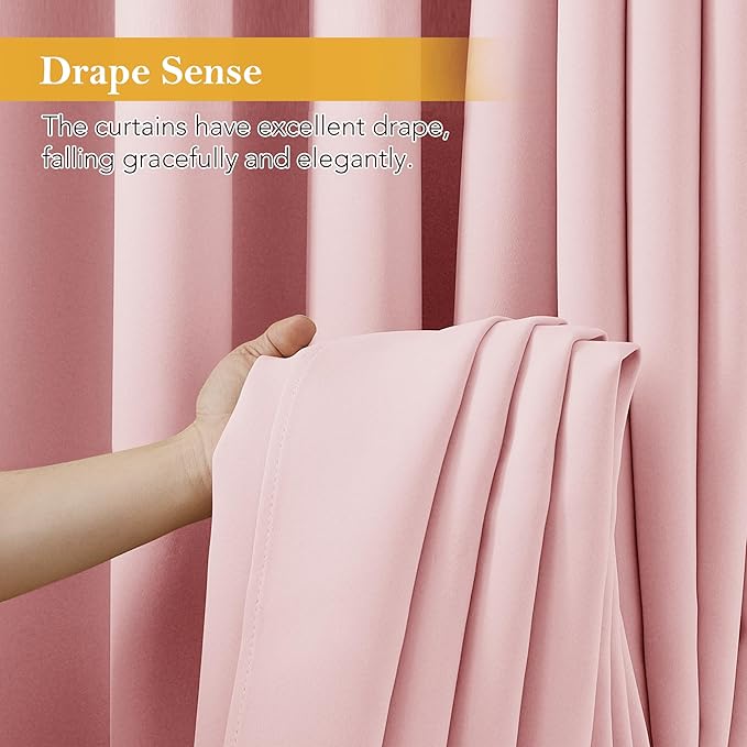 RYB HOME Blackout Thermal Insulated Curtains, Portable Curtain for Sliding Glass Door/Storage/Space Room Divider, Large Window Treatment Room Divider Panel, W80 x L84, Pink, 1 Panel - Image 6