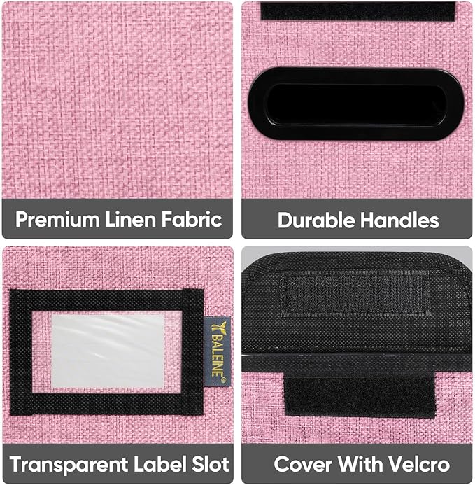 BALEINE File Organizer Box with Lid, Collapsible File Folder Organizer with Plastic Slide, Hanging File Folder Box for Office Document Storage (1 Pack, Pink, S) - Image 6