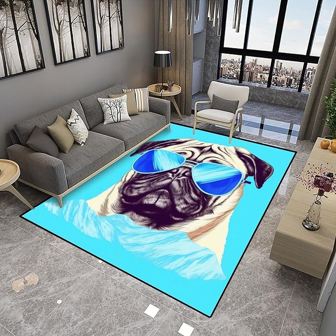 Runner Rug A Puppy in Sunglasses - Pattern Drawing, Anti-Slip Backing Area Rugs, Stain Resistant, Washable Accent Rugs, Non Shedding Floor Carpet for Living Room Bedroom, 48 x 72 Inch - Image 4