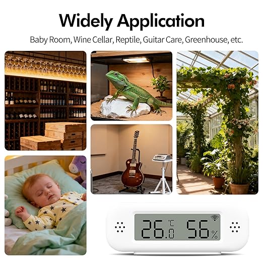 eMylo WiFi Thermometer Hygrometer Sensor, Smart Wireless Indoor Temperature Humidity Monitor with App Alerts, Free Data Storage Export, for Home Room Pet Greenhouse, Compatible with Alexa, 2 PCS - Image 6