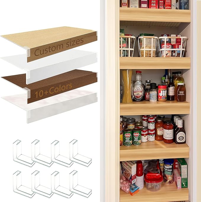 5 Pcs Custom Shelf Covers for Wire Shelving, Wood-Look Faux Wood Wire Rack Covers, PVC Thickened Shelf Liner, Waterproof and Moisture-Proof Shelves Cover for Pantry, Closet, Laundry Room,Bathroom by SUNTONGLU