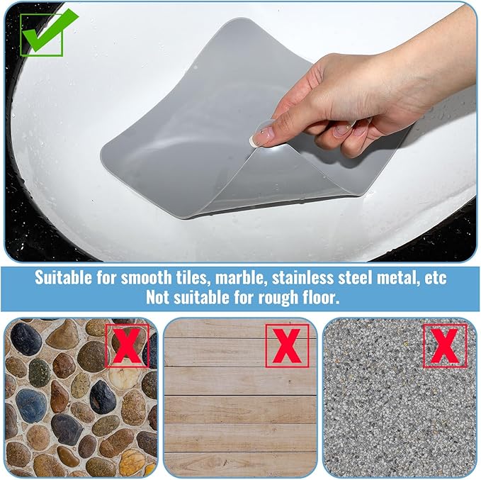 Yinkin 6 Pcs Drain Covers to Keep Bugs Out Silicone Shower Floor Tub Stoppers Bathtub Drain Stoppers Sewer Anti-Odor Mats Deodorizing Plugs for Bathroom(7.87 x 7.87 Inch,Square,Grey and White) - Image 5