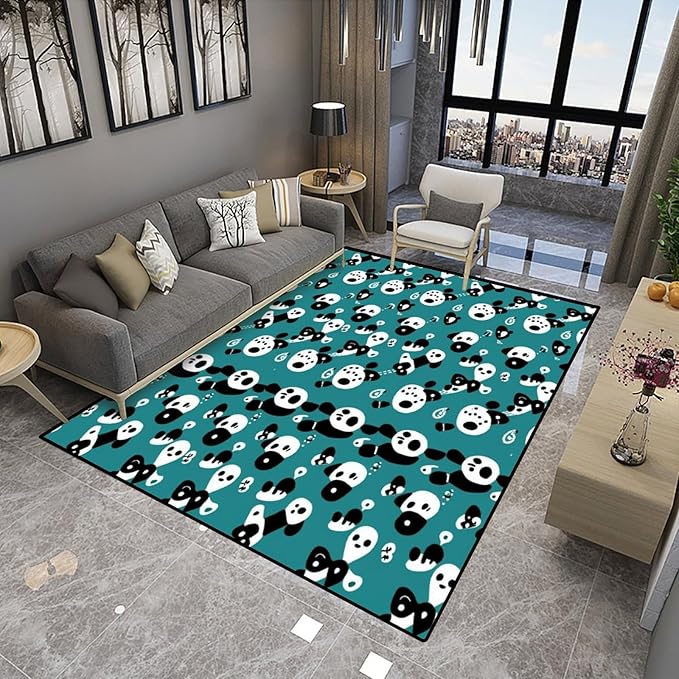 Carpet Cartoon Kawaii Panda - Pattern Printing, Foldable Area Rugs, Fade Resistant, Flame Resistant, Quick Dry, Stain Resistant, Waterproof Floor Carpet for Living Room Bedroom, 18 x 30 Inch - Image 4