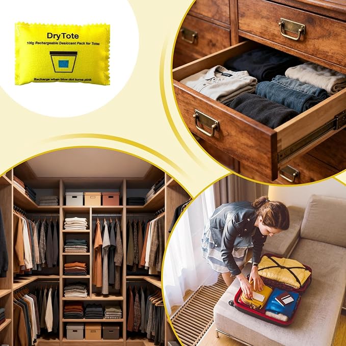 Rechargeable Desiccant Pack, With Effective Moisture Control, 100g, Reusable Moisture Absorber, Dehumidifier Bags, Protects Valuables And Belongings, For Bookshelf, Home, Drawers, Cabinet, Fridge - Image 5