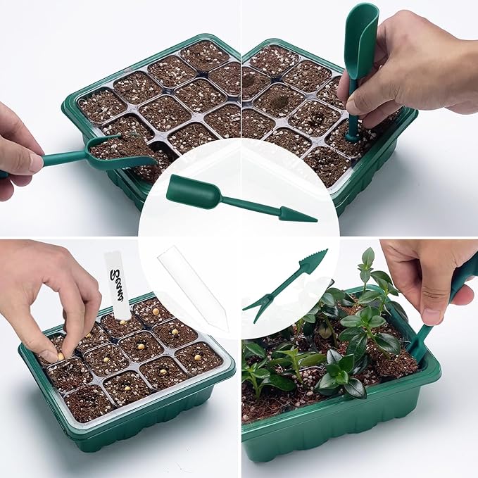 Seed Starter Tray with Plant Light, 2 Pack Grow Lights for Seed Starting Kit with Humidity Domes, Timing Controller Adjustable Brightness for Greenhouse Propagator Station Planting Growing - Image 6