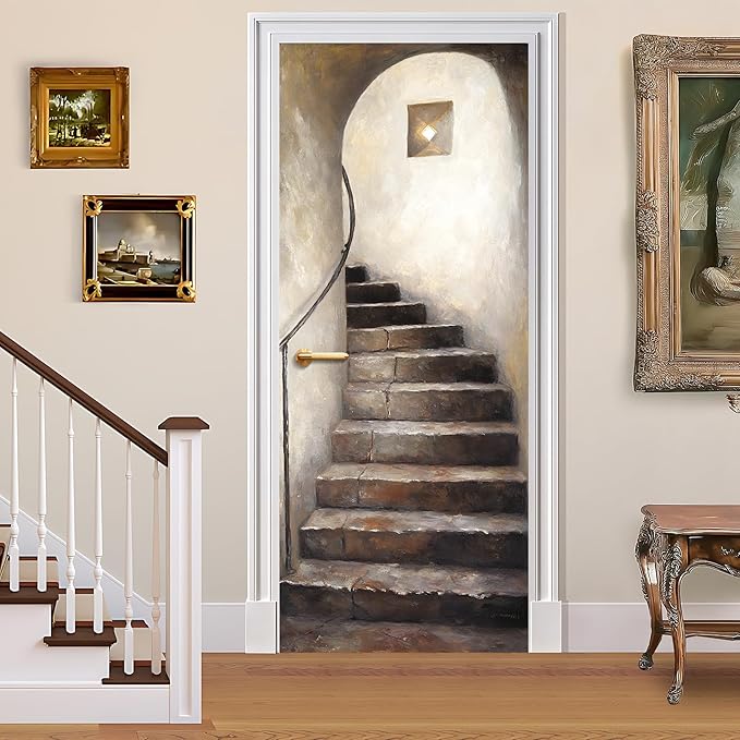3D Door Stickers, Peel and Stick Vinyl Wallpaper, Self-Adhesive Mural Door Cover for Home Decor 30.3" W x 78.7" H by BVBOX