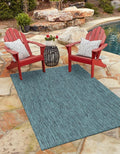 Unique Loom Outdoor Solid Collection Area Rug (10' x 14' 1" Rectangle Teal/Navy Blue) by UniqueLoom