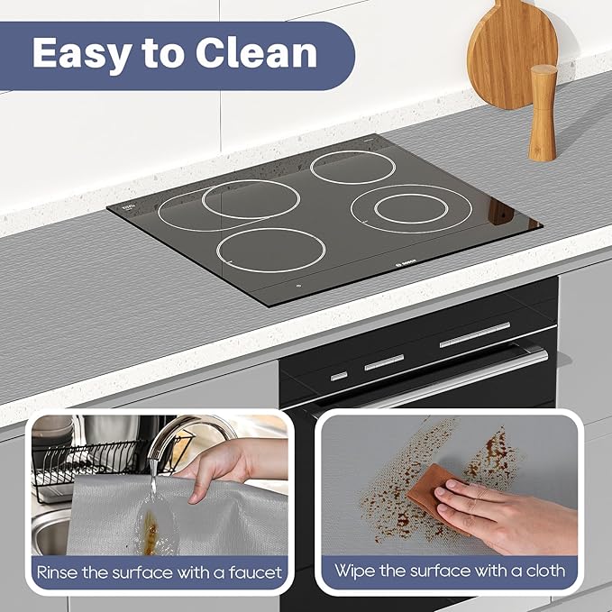 Drawer Liner, Shelf Liners for Kitchen Cabinet Waterproof & Oil-Proof Cupboard Liner Non-Slip Drawer Mat PVC Material Non Adhesive Kitchen Liner for Countertop Gray 17.5 x 236.2 Inches - Image 6