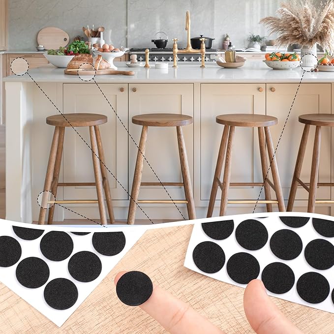 400 Pcs Small Felt Furniture Pads, Self-Adhesive EVA Foam Dot Circles, Round Felt Furniture Stickers for Desks Drawers Vases Photo Frames Cabinets Doors Candlesticks - Black (0.78") - Image 5