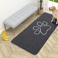 OLANLY Dog Door Mat for Muddy Paws 54x24, Paw Print Design, Absorbs Moisture and Dirt, Absorbent Non-Slip Washable Doormat, Quick Dry Chenille Mud Mat for Dogs, Entry Indoor Entryway Carpet, Dark Grey by OLANLY