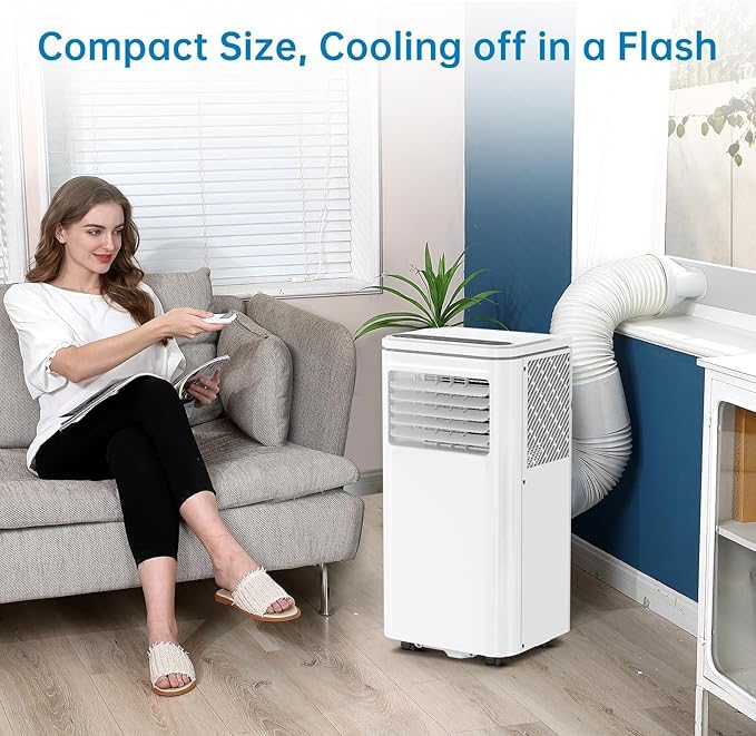 GarveeLife 8000 BTU Portable Air Conditioner - 4-in-1 AC Unit with Quiet Cooling, Dehumidifier, Fan & Sleep Modes - Remote Control, 24H Timer, Easy Install - For Rooms up to 350 Sq. Ft, Bedroom, - Image 8