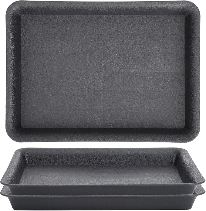 GREANER 3 Packs Plant Tray, 11 Inch Black Seed Starter Tray Rectangular, Heavy Sturdy Plant Saucer for Outdoors and Indoors Use by GREANER
