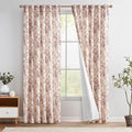 jinchan Lined Linen Blend Curtain Floral Curtains for Living Room 90 Inches Long Farmhouse Red Flower Printed Curtain Rod Pocket Back Tab Peony Patterned Drapes Curtains Set 2 Panels by JINCHAN