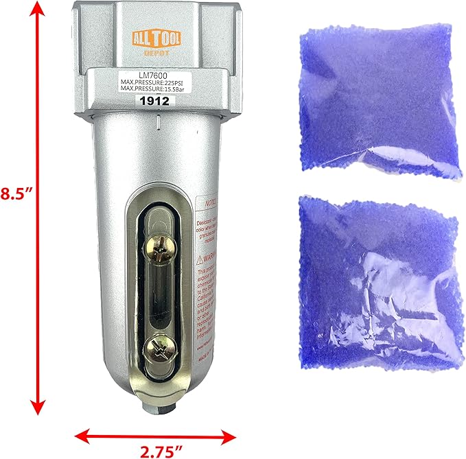 3/4" NPT Heavy Duty Compressed Air In Line Filter Desiccant Dryer Moisture Water Separator - Image 2