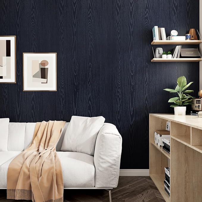 WESTICK 393" x 15.8" Wood Contact Paper Peel and Stick Countertops Waterproof Wood Wallpaper Textured Navy Wooden Wallpaper Self Adhesive Wood Look Contact Paper for Cabinets Desk RV Counter Cover - Image 5