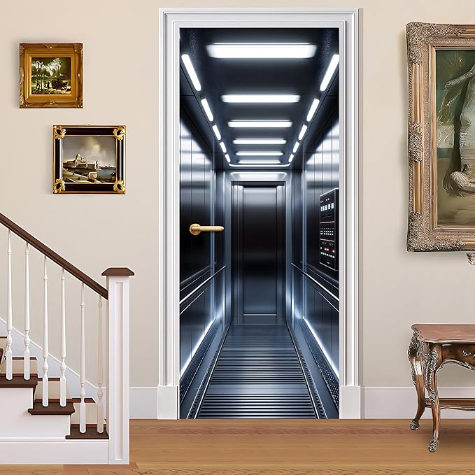 3D Door Decals Stickers Peel Stick Wall Murals Vinyl Wallpaper Self-Adhesive Mural Door Covers Decorative for Furniture Home Decor Wrinkle-Resistant Waterproof by BVBOX