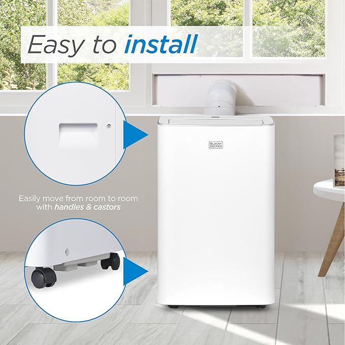 BLACK+DECKER Smart Portable Air Conditioner,12,000 BTU, for Rooms Up To 550 Sq. Ft., Portable AC with Inverter Compressor & Window Kit, BPACT08NM, White - Image 7
