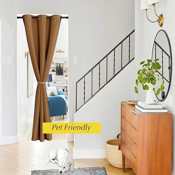 NICETOWN Thermal Insulated Door Curtains for Doorway Divider, Privacy Covering Blackout Light Blocking Curtain for Bedroom Closet/Sliding Glass Patio, 42" W x 80" L, Gold Brown, 1 Panel - Image 4