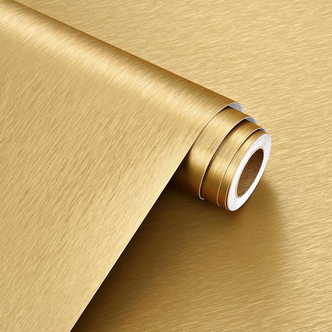 WESTICK Widen Gold Stainless Steel Contact Paper for Countertops Waterproof Gold Wallpaper Peel and Stick Metal Refrigerator Wrap Textured Golden Fridge Vinyl Wrap for Appliances Cabinets 24" x 120" - Image 7