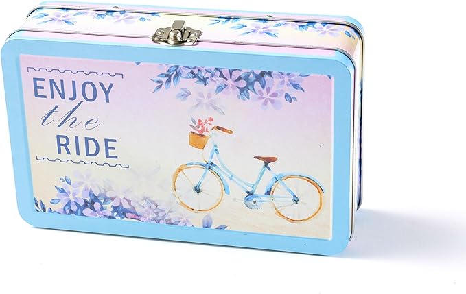 DAHO Metal Storage Box with Hinge for Office, School, Home, Makeup, Arts & Crafts and Accessories (Enjoy the Ride) by Unknown