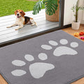 Smiry Dog Door Mat for Muddy Paws, Absorbs Moisture and Dirt, Low-Profile Entryway Mat with Non-Slip Backing, Entry Indoor Outdoor Doormat for Inside Floor (40x32 Inches, Light Grey, Paw) by Smiry