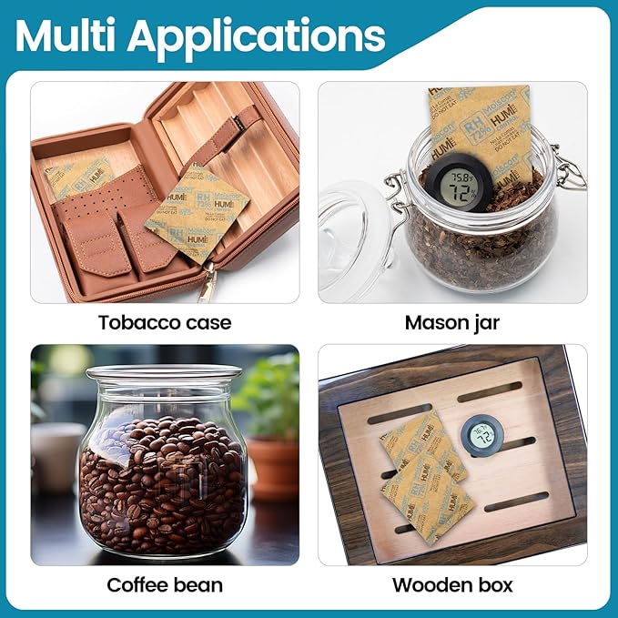 72% Two-Way Humidity Control Packs- 8 Gram Moisture Absorbers for Herbs, Wood Humidifier Boxes - Natural Craft Paper Design, Individually Sealed Packets, Prevents Leaks [15 Pack] - Image 5
