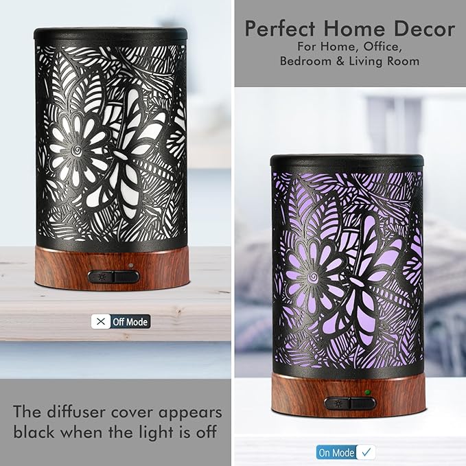 Essential Oil Diffuser Aromatherapy Diffuser - Metal Aroma Diffuser for Home 150ml Ultrasonic Cool Mist Diffuser with 7 Colors Light Auto Shut-Off Protection for Home Office Decor & Gift (Dragonfly) - Image 2
