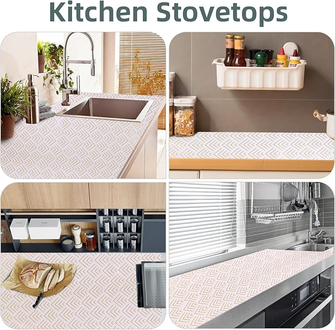 Shelf Liner for Kitchen Cabinets 12in x 10FT Non Adhesive Drawer Liner Non-Slip Thickened Shelf Liner Paper Strong Easy to Clean for Tool Box Refrigerator with Knife and Tape Measure, Gold Arrow - Image 6