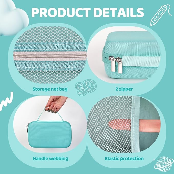 Case Compatible with 3Doodler Start+ Essentials for 3D Pen Set for Kids, Carrying Holder Fit for Printing Pens, Storage Organizer for Printing Filament Refill, Micro-USB Charger (3D-04A-Light Blue) - Image 3