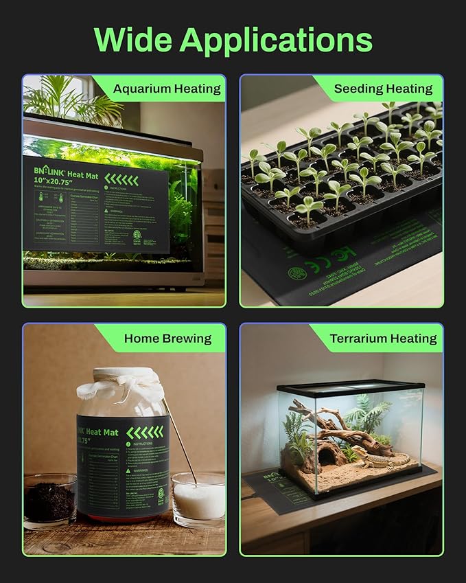 BN-LINK Durable Seedling Heat Mats for Seed Starting 10" x 20.75", 4 Pack Waterproof Warming Mat for Plants Germination, Plant Heating Pad for Indoor Growing, Hydroponic, Greenhouse, ETL Listed - Image 7