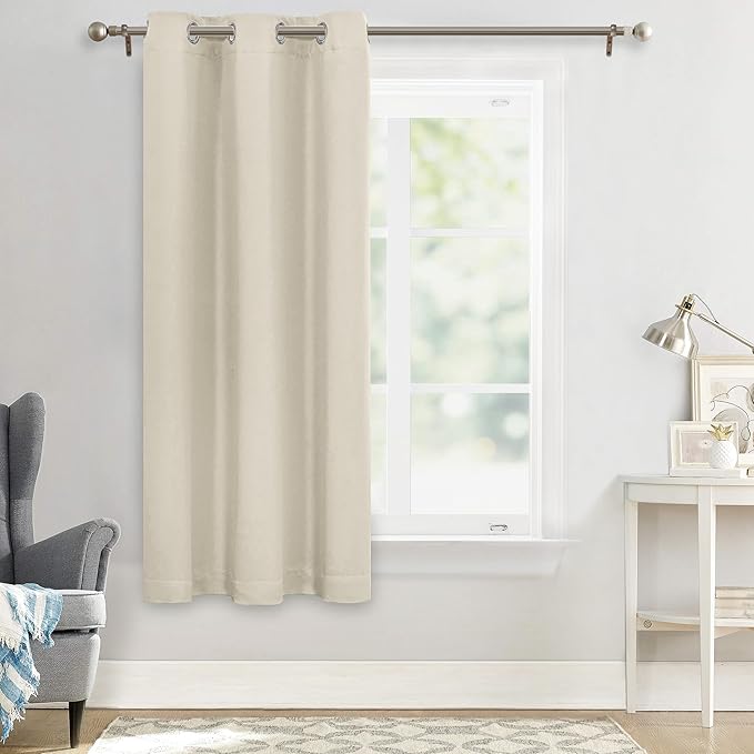 MYSKY HOME Beige Bedroom Blackout Curtains, 42 x 63 Inch, Dark Grommet Living Room Curtains - Image 7