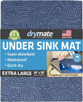Drymate Premium XL Under Sink Mat, Waterproof Cabinet Protection Mats for Kitchen & Bathroom, Absorbent Shelf Liners, Slip-Resistant, Non-Adhesive, Machine Washable (USA Made)(24”x59”)(Blue) by Drymate