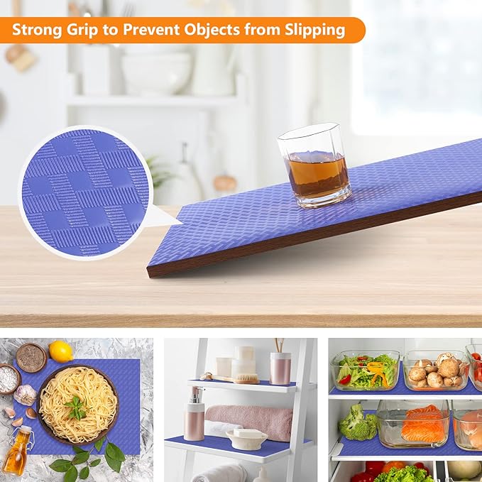 Shelf Liners for Kitchen Cabinets Refrigerator Liners Waterproof Plastic Kitchen Cupboard Liner Non Adhesive Drawer Mats EVA Material Fridge Liner for Shelves - Blue 11.8 x 236.2 Inches - Image 6