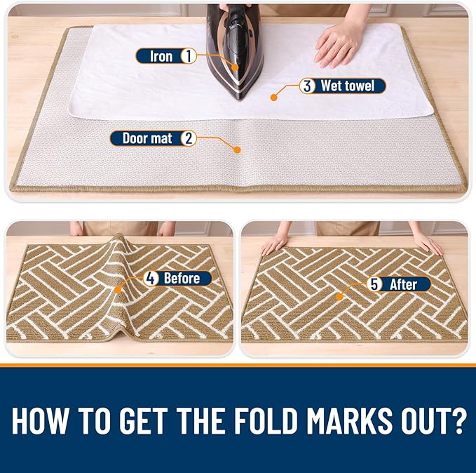 OLANLY Indoor Door Mat, 32x20 Inch, Dirt Resistant and Absorbent, Non-Slip Rubber Backing Floor Mats, Easy Clean Low-Profile Doormat for Entryway, Front Door, and Inside Entrance, Beige - Image 7