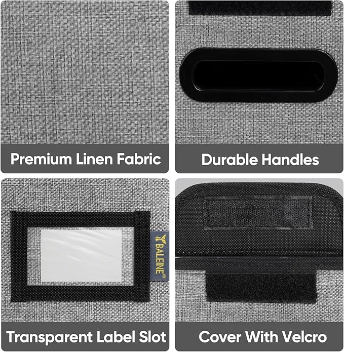 BALEINE File Organizer Box with Lid, Collapsible File Folder Organizer with Plastic Slide, Hanging File Folder Box for Office Document Storage (1 Pack, Grey, S) - Image 6