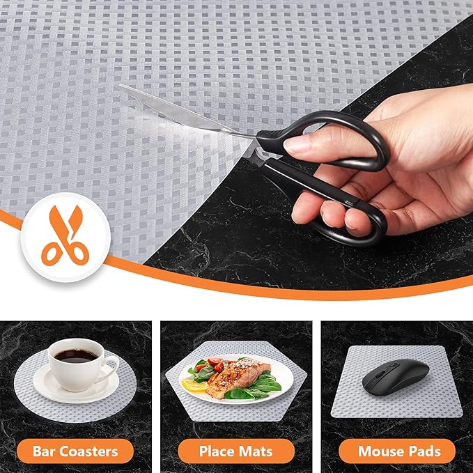Shelf Liners for Kitchen Cabinets Refrigerator Liners Waterproof & Oil-Proof Kitchen Cupboard Liner Non-Slip Drawer Mats EVA Material Non Adhesive Fridge Liner for Shelves (23.6 x 157.4 inches, Clear) - Image 3