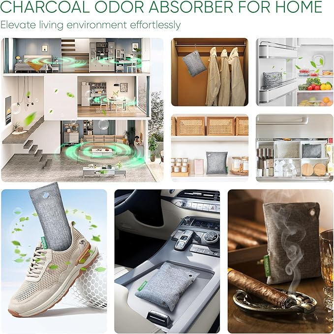 Activated Charcoal Odor Absorber,6 Pack Nature Odor Eliminator for Shoes, Bamboo Charcoal Air Purifying Bags,Shoe Deodorizer and Moisture Absorbers for Fresh Sneakers,Shoe Smell Remover - Image 6