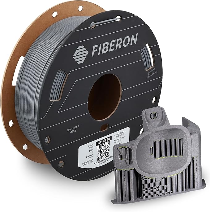 Polymaker Fiberon PPS-GF20 Filament 1.75mm 0.5kg Spool, Extreme Heat Resistance, Electrically Insulating, UL94 V0 Flame Retardant, Chemical Resistant, Ideal for Housings, Fixtures & Automotive Parts by Polymaker