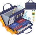 Tamfile Fireproof Accordion File Organizer with Handle, 13 Pocket Expanding File Folder with Zipper & Labels, File Folder with Multi-Pockets Paper Organizer Folder for Letter A4 Files, Blue by Tamfile